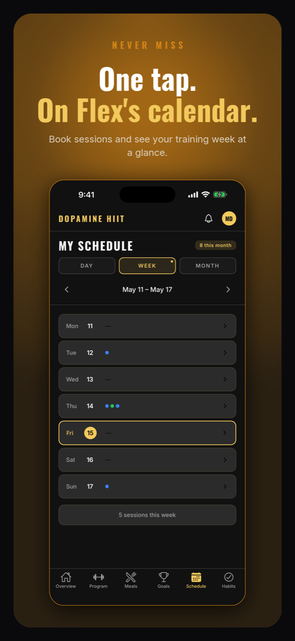 Session scheduling and booking with Flex